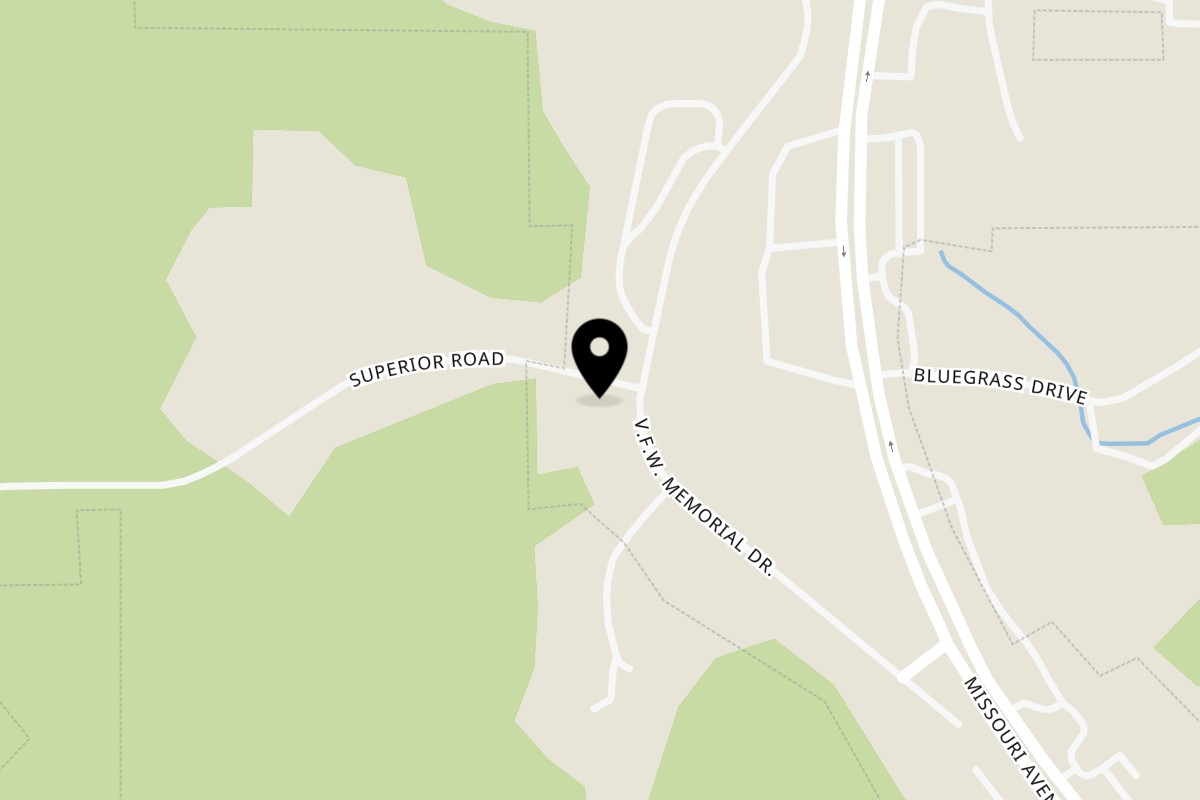Map showing the location of The Hub German Restaurant & Lounge on 777 VFW Memorial Dr in St Robert